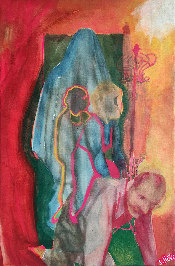 contemporary painting art stephanie heike ghost piggyback grandpa memory family history